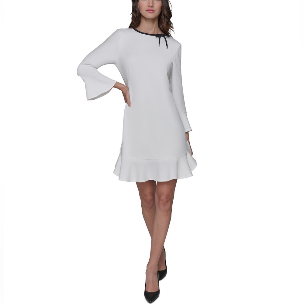 Park Lagerfeld Elegant White Flared Sleeve Dress